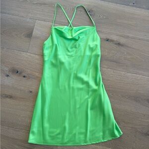 green stain mini dress